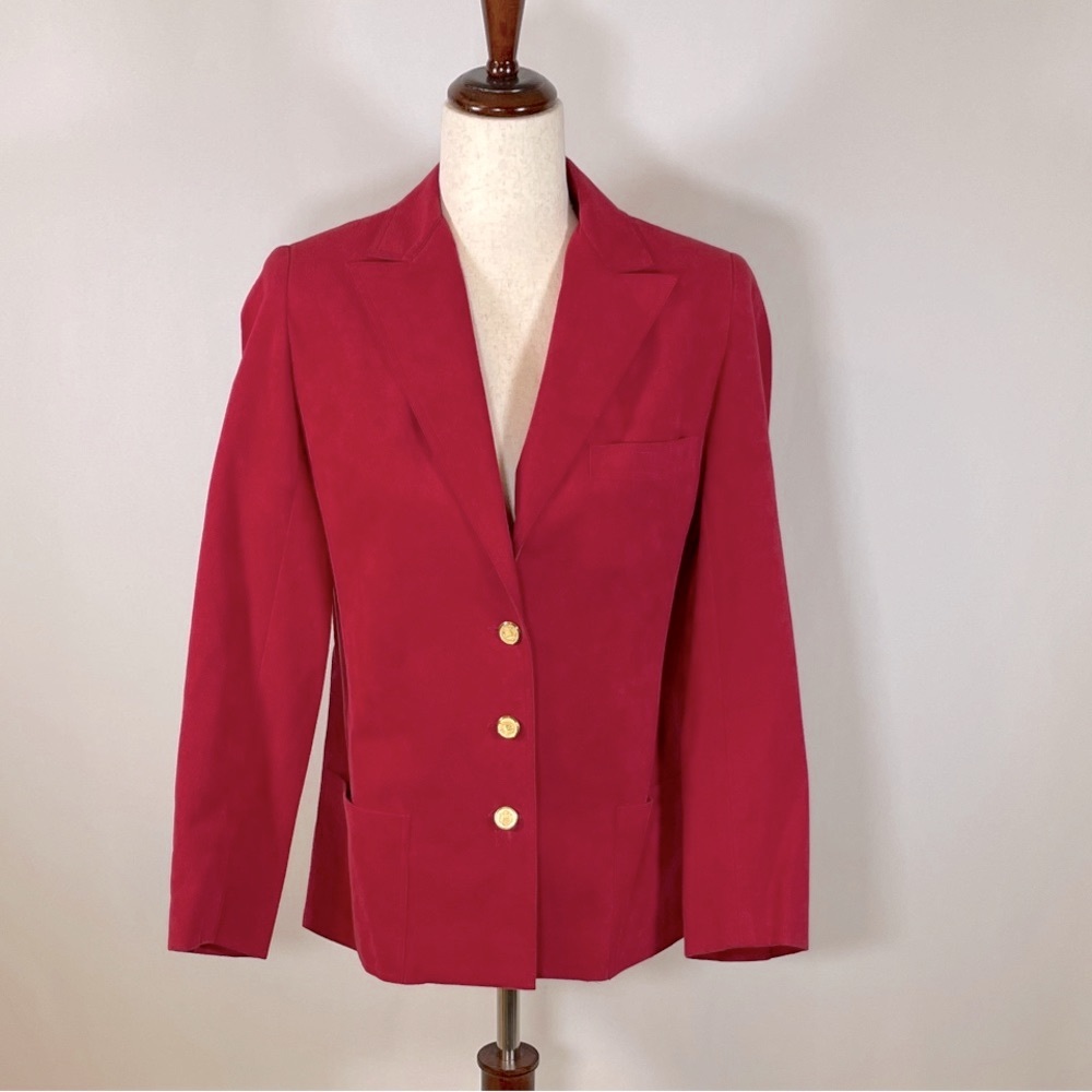 Chic Dark Pink Women's Blazer with Gold Buttons